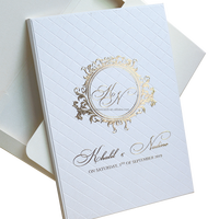 Elegante línea de grabado Tapa dura oro frustrado blanco nacarado papel folleto tarjetas de invitación para boda matrimonio cumpleaños menú