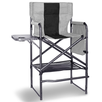 Chaise pliante portable robuste 400 lbs avec repose-pieds et table latérale amovibles, idéale pour les maquilleurs et les événements extérieurs