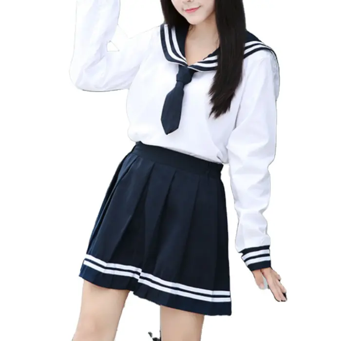 High-end uniforme escolar Japonês três classe roupas uniforme escolar Sekianxi frente estudante marinheiro terno manga curta terno