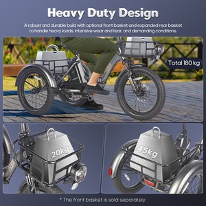 FAFREES F20 Tricycle robuste avec moteur 500W, capacité de charge de 180 kg, autonomie de 110 km, design pliable, vitesse de 30 km/h, 48V EU UK - Product Image 4