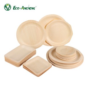 Assiettes rectangulaires jetables en bois biodégradable Eco-Ancheng, certifiées BRC, pour le camping, les pique-niques, les restaurants et la restauration - Product Image 1
