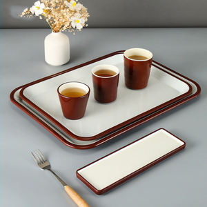 Venta al por mayor de color personalizado liso irrompible melamina servir comida desayuno bandeja para servir bandeja de melamina de plástico duro - Product Image 4