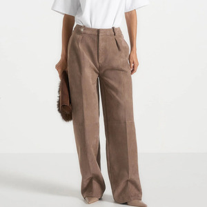 Women's High Waist Wide Leg <b>Wool</b> Trousers Solid Color Anti-Wrinkle Full Length Loose Fit Women's <b>Pants</b> Minimalist Style - Product Image 1