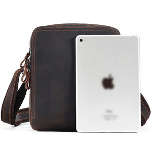 Dujiang Men's Crossbody <b>Bag</b> Genuine Leather <b>Small</b> Square <b>Shoulder</b> <b>Bag</b> Solid Color Durable Everyday Use - Product Image 5