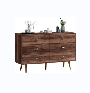 <span class=keywords><strong>OUHAN</strong></span> Commode moderne à 6 tiroirs avec poignées en métal Miroir tournant en bois MDF pour la maison, l'appartement ou la chambre d'hôpital - Product Image 1