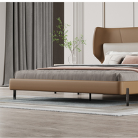 Lit en cuir de luxe moderne italien de style tatami avec rangement, taille king, meubles de chambre à coucher