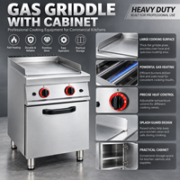 Grill à gaz propane professionnel avec plancha en acier inoxydable et armoire pour restaurant, traiteur et cuisine
