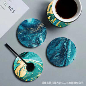 Sous-verre en céramique Lshy, texture océanique, en porcelaine blanche moulée, cadeau d'affaires avec personnalisation du logo - Product Image 4