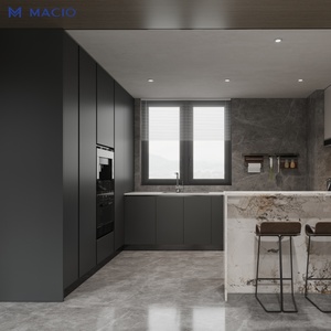 Gabinetes de Cocina de Madera Contrachapada de Lujo Italianos MACIO con Isla Central, Estructura de <span class=keywords><strong>OSB</strong></span> Pintada, Muebles a Medida para Proyectos de Villas - Product Image 6