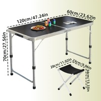 Table pliante de camping en plein air en alliage d'aluminium léger avec quatre chaises