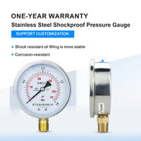Standard Industrial Shock Resistant Oil Filled Pressure Gauge Structure Stainless Steel Pressure Gauge for General Fluid Medium