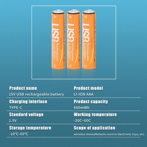 Loại C Pin Lithium cho dao cạo Aaa Sạc Pin <span class=keywords><strong>USB</strong></span> sạc nhanh - Product Image 3