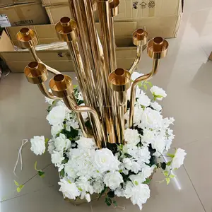 사용자 정의 웨딩 통로 꽃 배열 꽃 공 흰색 인공 실크 장미 테이블 중앙 장식 꽃 웨딩 장식