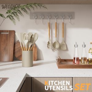 Weozhcie <b>Silicone</b> Cooking Utensil Set 12 Pcs Nonstick Heat Resistant Kitchen <b>Tools</b> For Cooking Khaki - Product Image 6