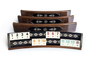 Mosaico de madera masiva elíptica hecho a mano con incrustaciones de Chapa negra Natural Rummi Set, Rummy Cube Set, Okey Game Set, Tile Rummy - Product Image 3