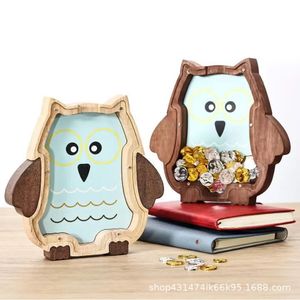Hucha de madera, adorno creativo con forma de búho, caja de ahorro infantil con diseño de dibujos animados para guardar monedas. - Product Image 2
