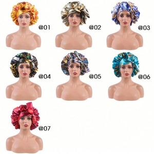 En gros : Bonnets imprimés réversibles, foulards en satin pour cheveux, bonnets de nuit à bordure, bonnets en soie personnalisés à longue bande avec liens - Product Image 2