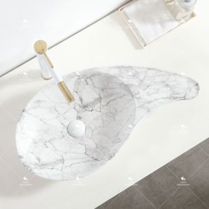 Venta al por mayor, venta directa, venta superior, forma especial, encimera de Color mármol negro, lavabo hecho a mano, lavabo de Arte de cerámica para Baño - Product Image 6