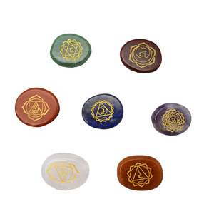 Đánh Bóng Palm Pocket Stone Reiki Cân Bằng Chữa Bệnh Pha Lê 7 Bộ Đá Luân Xa - Product Image 3