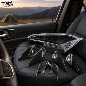 TMZ Front Dashboard Trim Kit Black Plastic Molding Carbon Fiber Style for Hyundai Santa Fe DM 2013-2018 LHD - Product Image 3
