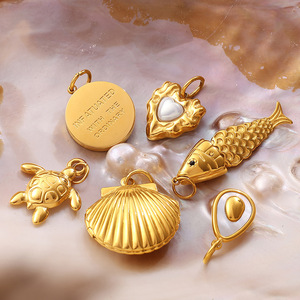 Moda oro fai da te ciondolo ciondolo conchiglia disegno a cuore <span class=keywords><strong>di</strong></span> <span class=keywords><strong>pesce</strong></span> per bracciale collana creazione <span class=keywords><strong>di</strong></span> gioielli - Product Image 3