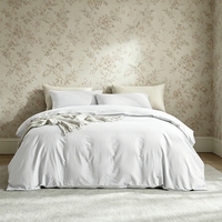 Parure de lit moderne en coton biologique lavé, résistante à l'eau, rafraîchissante, avec housse de couette, taies d'oreiller et drap-housse - 300 fils au pouce carré