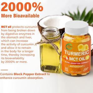 Đường freeturmeric Curcumin bổ sung nghệ Gummies với chiết xuất Hạt tiêu đen MCT dầu C8 C10 cải thiện khớp tiêu hóa - Product Image 4