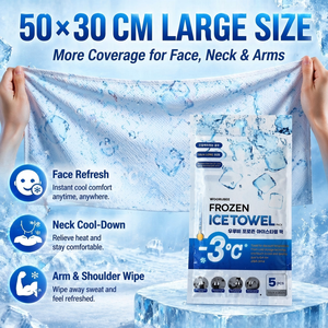 Toalla Fría Congelada 90cm x 30cm, Paquete de 5 Toallas Refrescantes Portátiles para Alivio Instantáneo de la Temperatura - Product Image 2