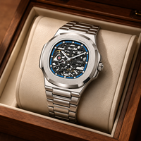 Reloj de Pulsera Mecánico Totalmente Automático para Hombre, Manecillas Luminosas, Resistente al Agua 30M, 40mm, Cuadrado, Aleación de Acero Inoxidable, Lujoso