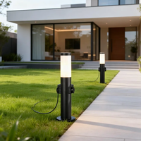 Lampe de jardin extérieure en acier inoxydable étanche avec abat-jour cylindrique en PC, douille E27 15W