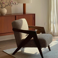 Fauteuil convertible moderne en lin, portable, avec structure en bois - Idéal pour hôtel, villa, chambre, salle à manger, appartement - Écologique et léger