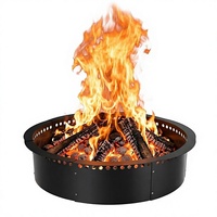 Anneau de foyer en acier au carbone poli sans fumée, 32 pouces de diamètre extérieur/28 pouces de diamètre intérieur, robuste, grand modèle pour usage extérieur, pour brûler du bois, bricolage, feu de camp