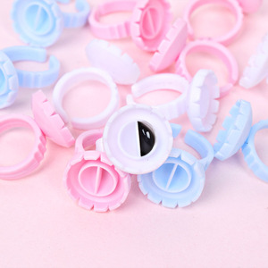 100pcs Plastic Eyelash Glue Rings Flower Cup Pink Blue <b>Adhesive</b> Holder <b>Lash</b> Extension Tool - Product Image 2