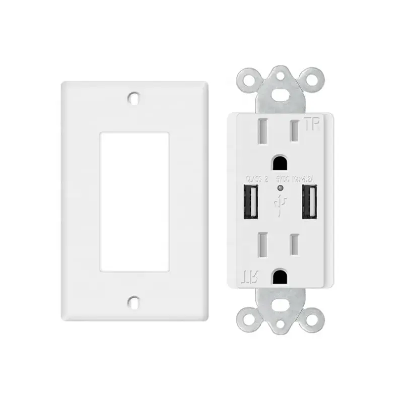 Ci-tech ETL Listado 125V 4.8A Móveis USB Wall Outlet Tomada Elétrica com Saída USB