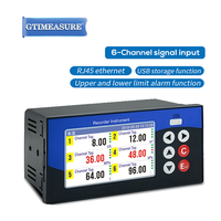 Perekam Data Multichannel, perekam Data PT100 K TC Sensor temperatur Datalogger tampilan layar warna Digital kurva USB Transfer Data Analog