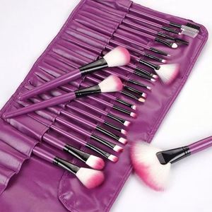 Juego de Brochas de Maquillaje de Viaje Profesional de 24 Piezas con Pelo Sintético y Bolsas de Almacenamiento de PU para Aplicación de Sombra de Ojos para Maquilladores - Product Image 3
