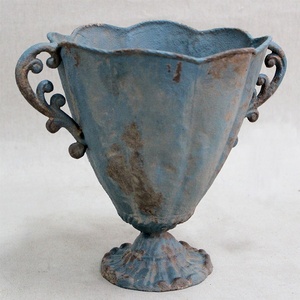 Luckywind 장식 정원 및 홈 프랑스어 골동품 로마 스타일 금속 고민 꽃병 주철 꽃 냄비 화분 항아리 - Product Image 3