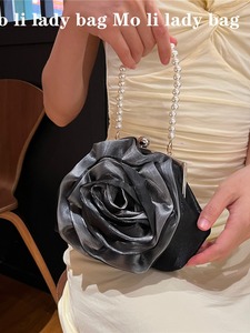 New Style Luxury Lady Vintage Pearl Camellia Pu Dress Girls Wedding Banquet Evening Portable Two Crossbody <b>Small</b> Round <b>Handbag</b> - Product Image 2