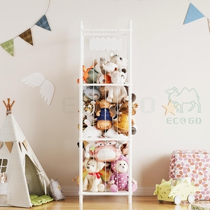 White Kids Wooden Display <b>Racks</b> Stuffed Zoo Animal Plush Toy Organizer Holder Storage Shelf - Product Image 3