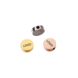 Stainless Steel Custom Metal Logo Bead Engraved Brand Name Disc <b>Spacer</b> Beads for Jewelry Making - Product Image 3