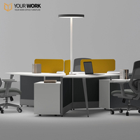 Ensemble complet de mobilier de bureau exécutif avec cloison, poste de travail modulaire pour 4 personnes, poste de travail privé