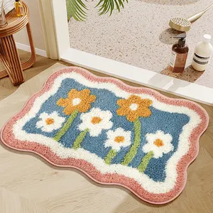 MU Cheap floral pattern quick drying 40*60 cm super absorbent non slip bath mats for bath tub macding machine
