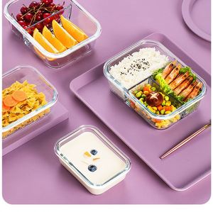 Boîtes de préparation de repas en verre borosilicate divisées, boîte de conservation alimentaire en verre hermétique et anti-fuite avec couvercle ventilé pour micro-ondes et congélateur - Product Image 3