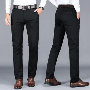 Прямая продажа с фабрики, Стрейчевые повседневные брюки, облегающие брюки-Чино, черные брюки для мужчин
