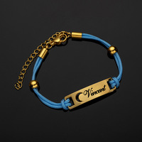 Bracelet personnalisé en acier inoxydable avec plaque incurvée, bracelet tissé, cœur et lune gravés, accessoires pour couple