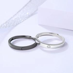 BASQUESUN Ajustable Sun Moon Anillos Set Ajustable Sun Moon <span class=keywords><strong>Promise</strong></span> Wedding Bands Anillos Joyería - Product Image 4