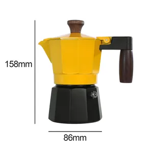 Luxe Klassiek Italiaans Koffiezetapparaat Aluminium Constante Temperatuur Geregelde Dubbele Kleppen Kookplaat Inductie Moka Pot