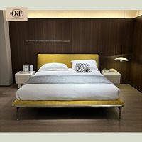 OKF-Mobilier de Chambre à coucher Villa Européenne Artistique Design Lit Double en Bois Massif Rembourré