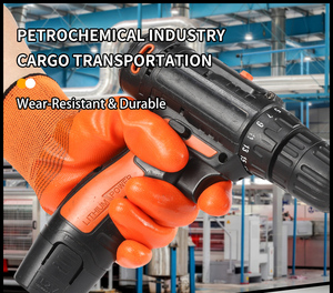 قفازات مقاومة للزيوت من البي في سي تحافظ على الدفء في الخريف والشتاء، مبطنة بقماش تيري، مضادة للانزلاق، قفازات أمان للعمل والبناء - Product Image 4