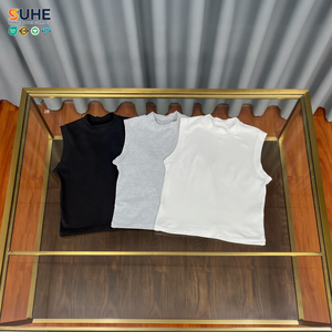เสื้อครอปแขนกุดคอสูง SUHE สำหรับผู้หญิง ผ้าฝ้าย 92% สแปนเด็กซ์ 8% ทรงเข้ารูป คอสูง รับผลิตแบบ OEM ODM - Product Image 5